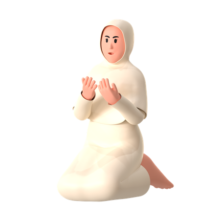 Pray Sit Female  3D Illustration