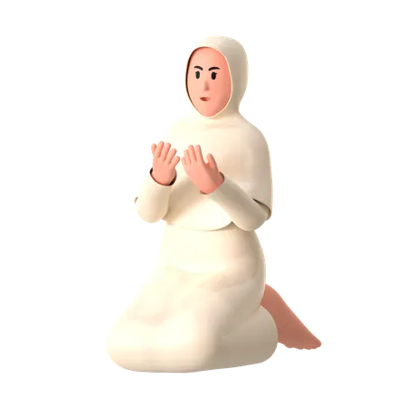 Pray Sit Female  3D Illustration