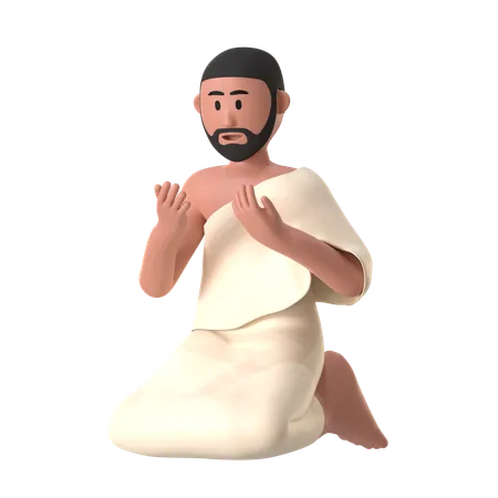 Pray Sit Male  3D Illustration