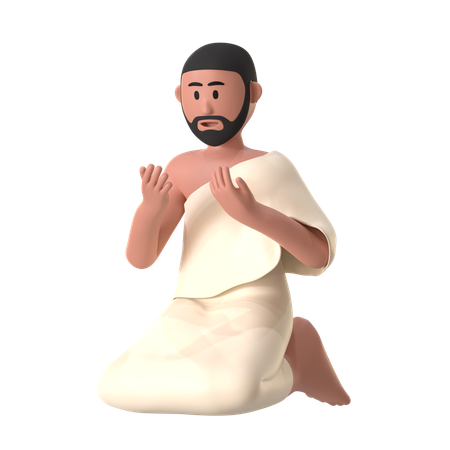 Pray Sit Male  3D Illustration