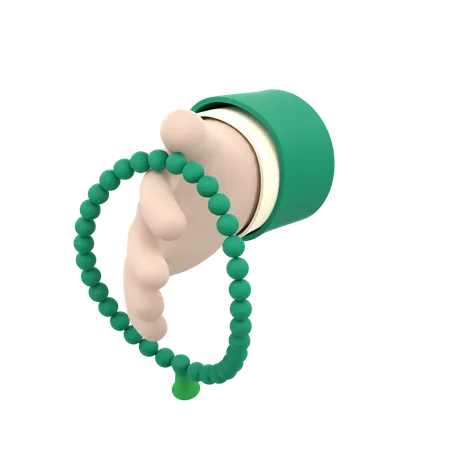 3 D Pray With Beads For Ramadan Celebration 3D Icon