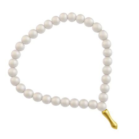 3 D Praying Beads In White And Gold 3D Icon