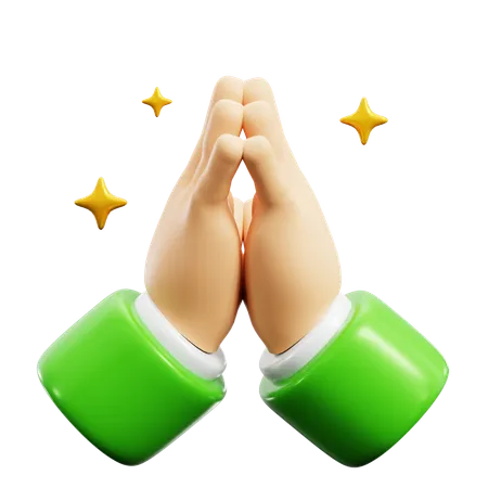 Two Hand Clap Forgiving Hand Gesture For Eid Fitr Mubarak Celebration Islamic Holy Day 3 D Icon Illustration Render Design 3D Icon