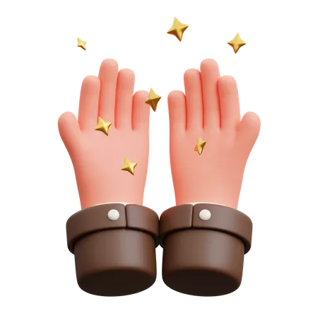 Praying Hands With Golden Particle 3D Icon