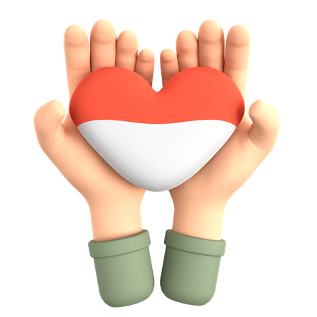Praying Hands With Red And White Heart  3D Icon