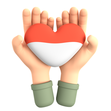 Praying Hands With Red And White Heart  3D Illustration