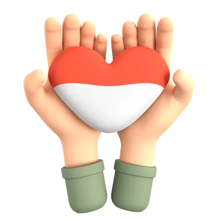 Praying Hands With Red And White Heart  3D Illustration