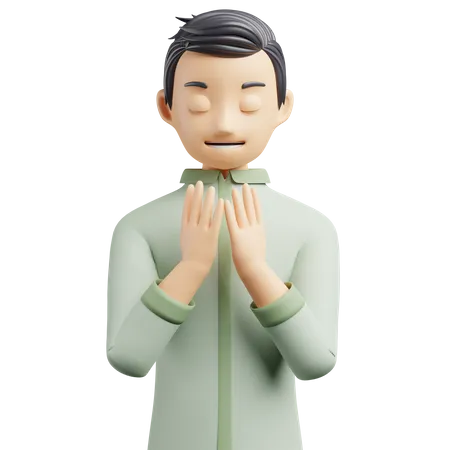 Praying Man  3D Illustration