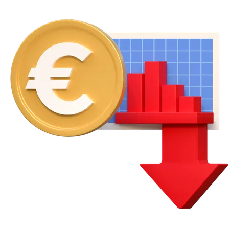 Precio De Inversion De Dinero En Euros Hacia Abajo Icono De Finanzas Bajas Ilustracion 3 D 3D Icon