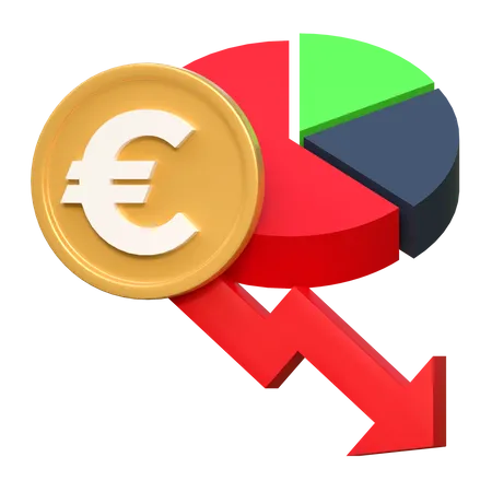 Precio Del Dinero En Euros Abajo Icono De Finanzas Estadistica De Datos Bajos Ilustracion 3 D 3D Icon