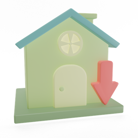 Precio de la vivienda abajo  3D Icon