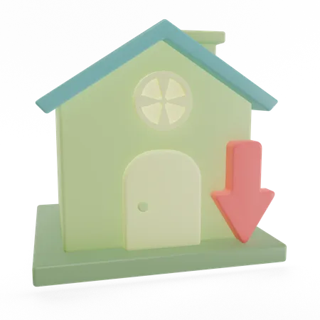 Precio de la vivienda abajo  3D Icon