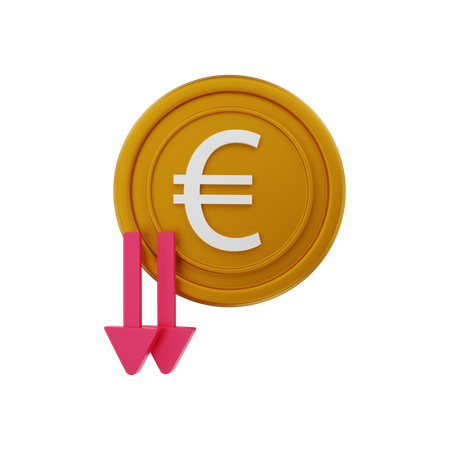 Precio del euro a la baja  3D Illustration