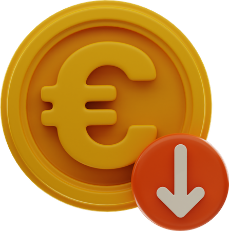 Precio del euro a la baja  3D Illustration