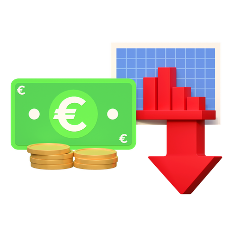 Precio del euro a la baja  3D Icon
