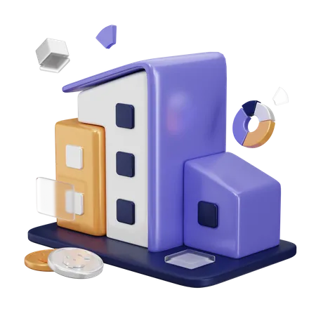 Prédio comercial  3D Icon