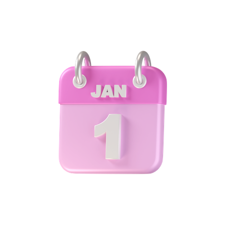 Calendrier du premier janvier  3D Icon