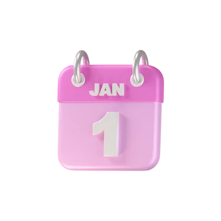 Calendrier du premier janvier  3D Icon