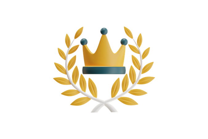 Premio corona y corona de laurel  3D Icon