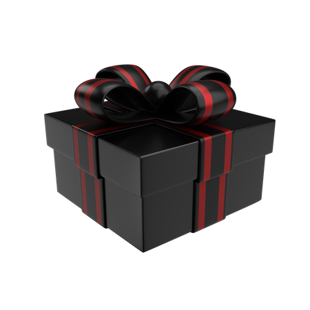 Premium Black And Red Ribbon Gift Box 3D Illustration