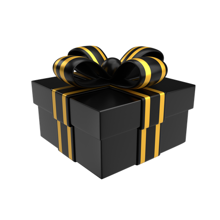 Premium Black Matte And Gold Gift Box  3D Sticker