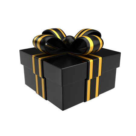 Premium Black Matte And Gold Gift Box 3D Illustration