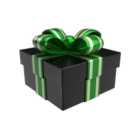 Premium Black Matte and Silver Green Gift Box  3D Sticker