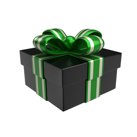 Premium Black Matte and Silver Green Gift Box 3D Illustration