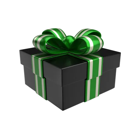 Premium Black Matte and Silver Green Gift Box  3D Illustration