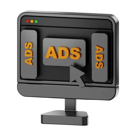 Page Web Premium pour ordinateur : clic sur l'annonce  3D Icon