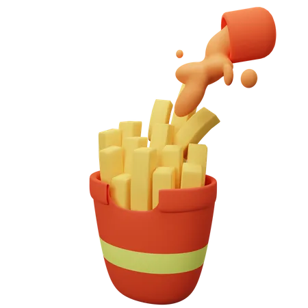 Premium French Fries  3D Illustration