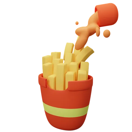 Premium French Fries 3D Illustration
