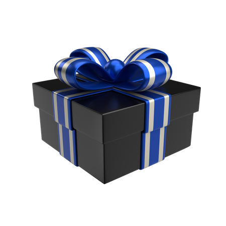 Regalo Premium Negro Mate y Azul Plata  3D Icon