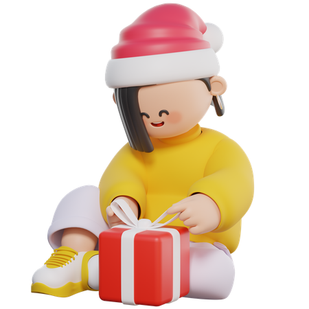 Préparation du cadeau de Noël  3D Illustration