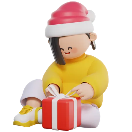 Préparation du cadeau de Noël  3D Illustration