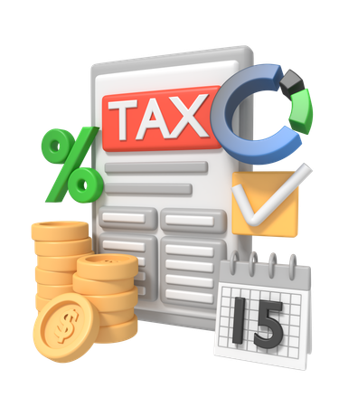 Preparing document for tax calculation taxation  3D Icon