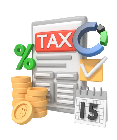 Preparing document for tax calculation taxation  3D Icon