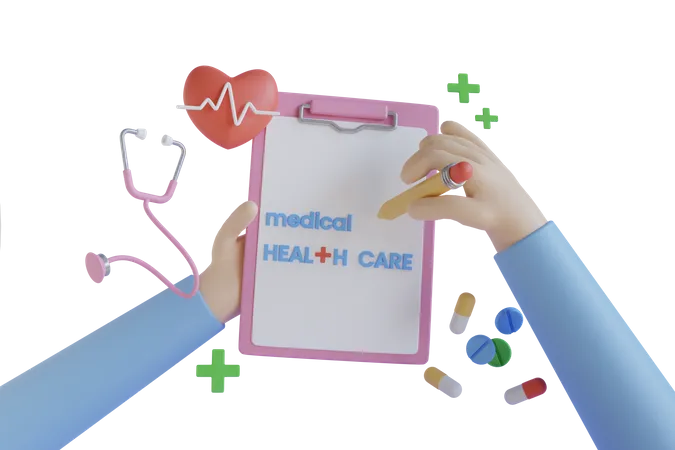 Prescripción médica sanitaria  3D Illustration