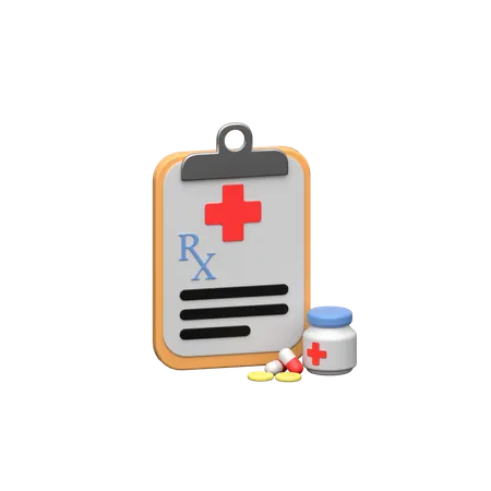 Prescription with Pills  3D Icon