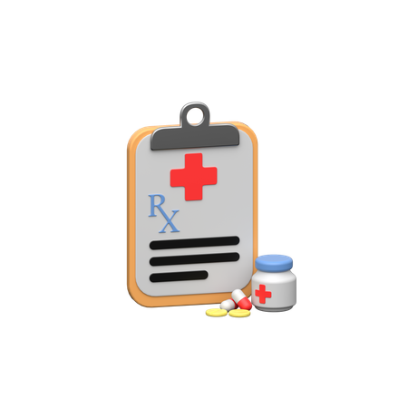 Prescription with Pills  3D Icon