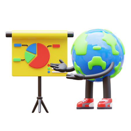 Presentación del personaje de la Tierra dando  3D Icon