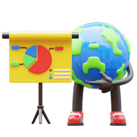 Presentación Personaje de la Tierra señalando  3D Icon