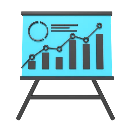 3 D Icon Of Presentation Board Marketing 3D Icon