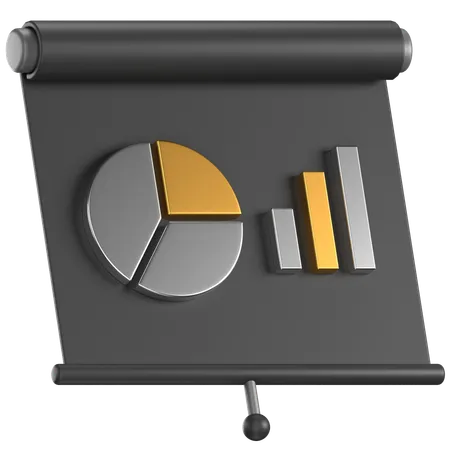 3 D Icon Of A Black Data Presentation Slide 3D Icon