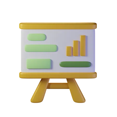 Presentation Board Items With An Yellow Theme Isolated On Alpha Background 3 D Illustration High Resolution 3D Icon