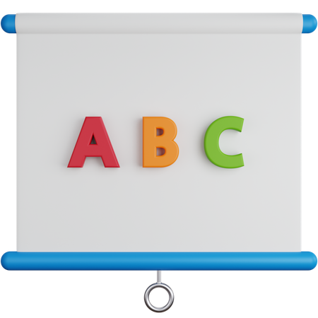 Presentation Board With Alphabets  3D Icon