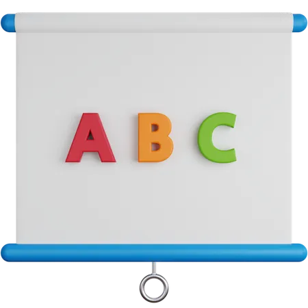Presentation Board With Alphabets  3D Icon