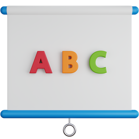 Presentation Board With Alphabets  3D Icon