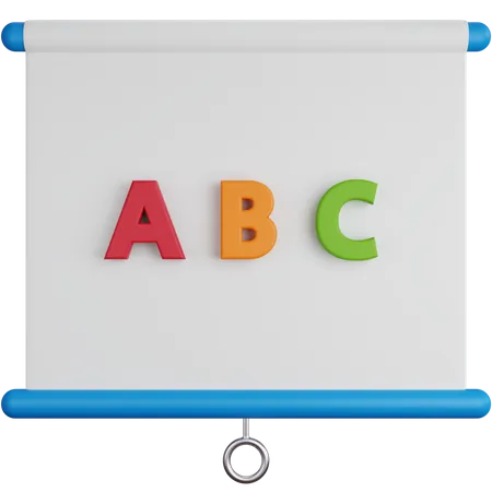 Presentation Board With Alphabets  3D Icon