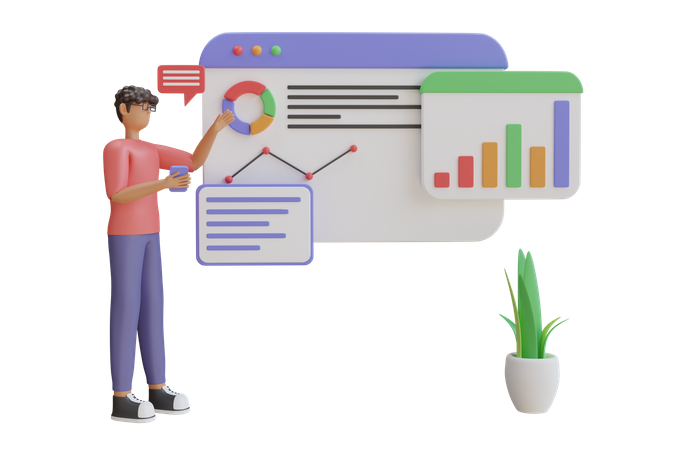 Présentation d'analyse en ligne  3D Illustration